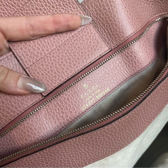 GUCCI Taupe Pink Swing Dollar Travel Tote Shoulder Bag Sylvie Jackie Disco - Picture 12 of 13